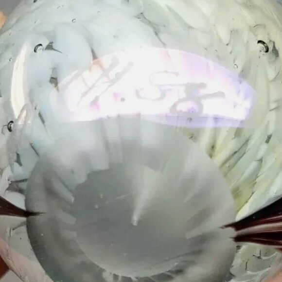 VINTAGE Mount St Helens Iridescent Art Glass Egg Paperweight 2.5" Signed MSH 88 - Picture 6 of 6